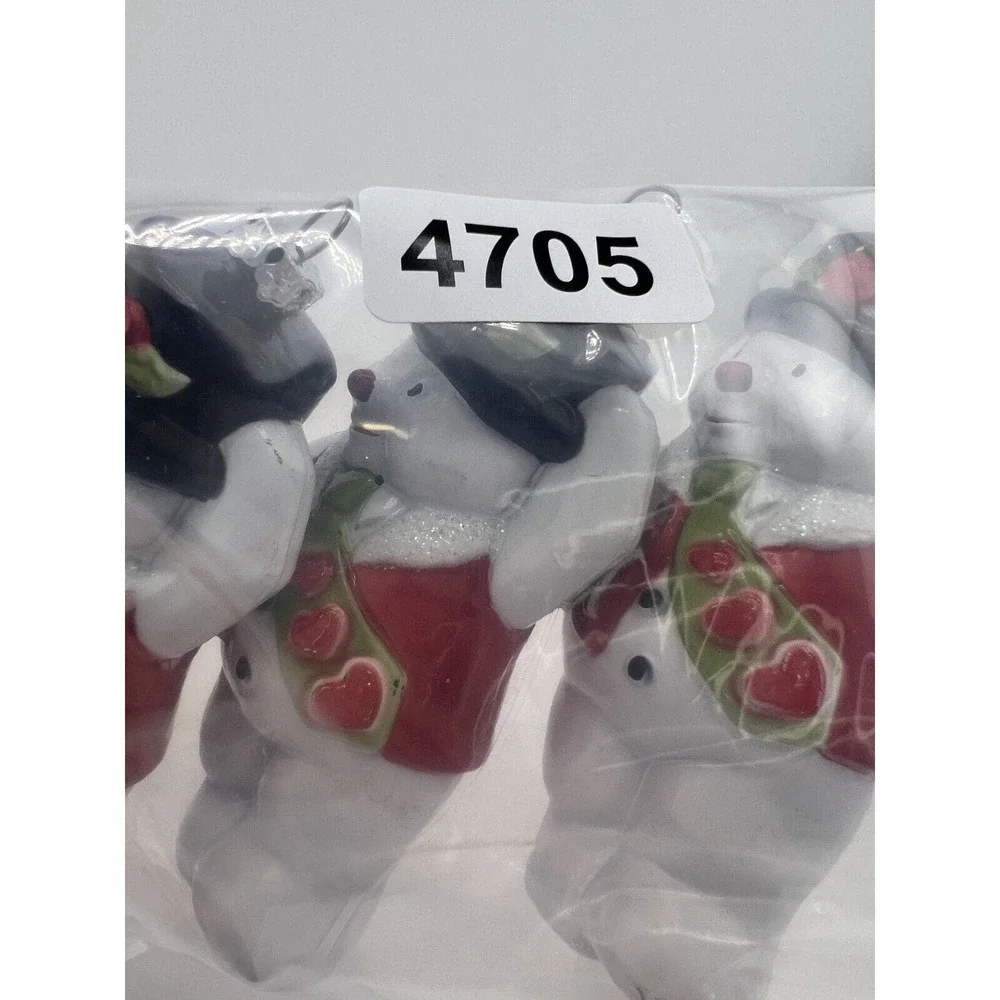Vintage Home Decorative Frosty‎ The Snowman Glass Christmas Ornament - Lot of 3